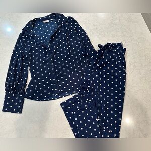 Eva Mendes polka dot pants set size small